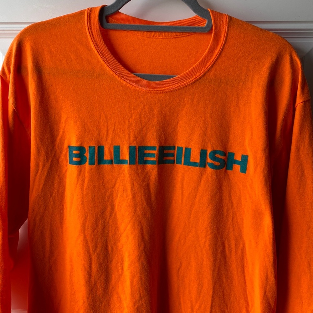Billie Eilish fluorescent orange long sleeve tee